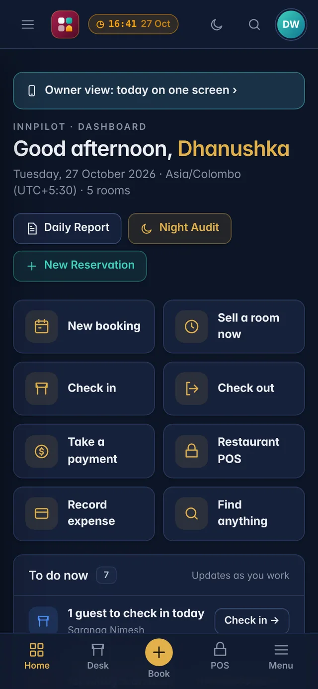 InnPilot dashboard on a phone